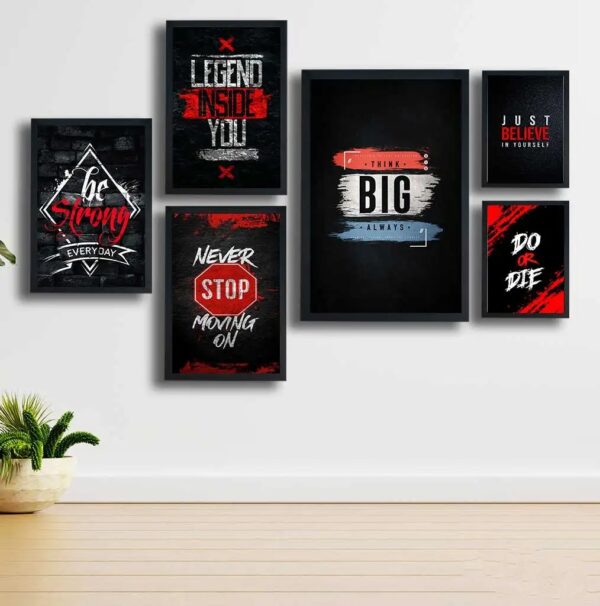 Red and Black Motivational Quote Collection | Complete Wall Setup