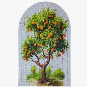 Mango Tree UV printed mosaic wall art with textured stone tile surface