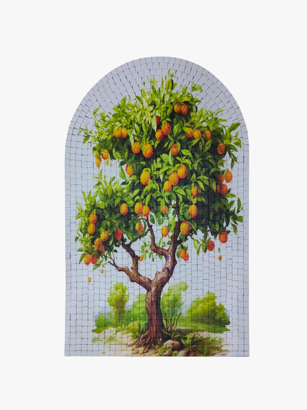 Mango Tree UV printed mosaic wall art with textured stone tile surface