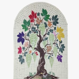 Grape Vine Tree UV printed mosaic wall art with textured stone tile surface